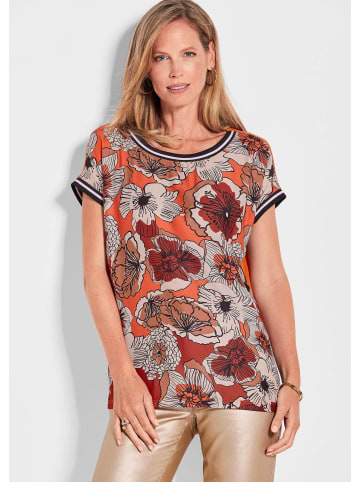 GOLDNER Blusenshirt Kurzarm Oberteil mit floralem Design in pfirsich / gemustert