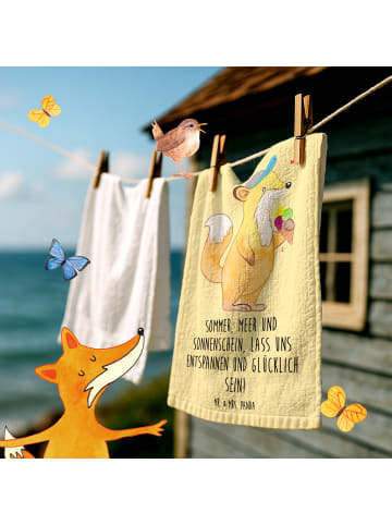 Mr. & Mrs. Panda Handtuch Sommer Meer Strand mit Spruch in Gelb Pastell