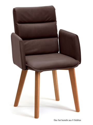 58 aufm Kessel ARMLEHNSTUHL (8er-Set) Daritsa 52x92x60 Eiche geölt/Braun