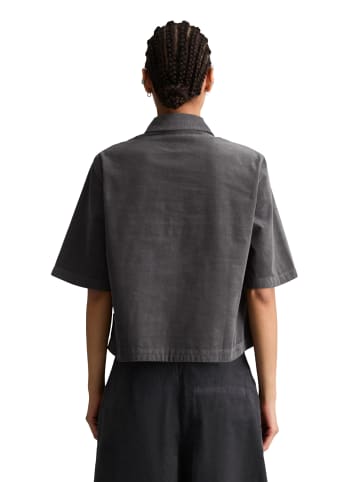 Marc O'Polo DENIM Feincord-Kurzarm-Bluse cropped in Light Graphite