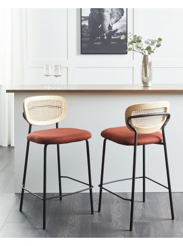 Beliani 2-tlg Barhocker MAYETTA in /Orange/Schwarz