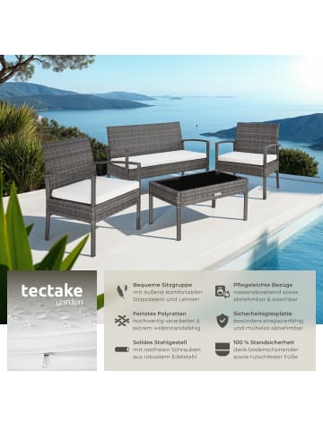 tectake Rattan Gartenlounge für 4 Personen, mit Sicherheitsglasplatte
