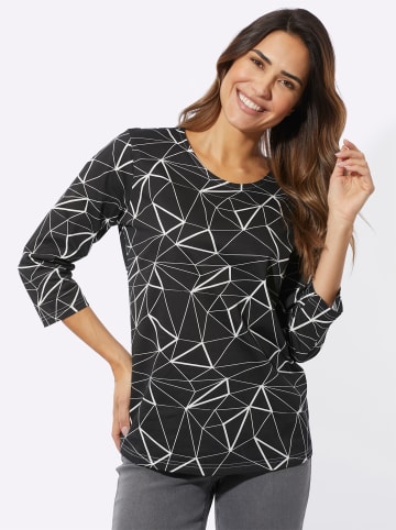 Sieh an! 3/4-Arm-Shirt in schwarz-ecru-bedruckt