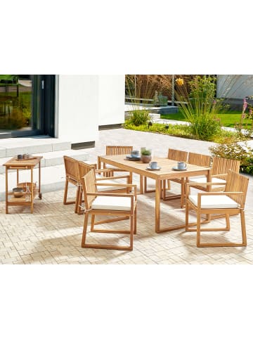 Beliani 9-tlg Gartentisch Set SASSARI II in Braun/Weiß