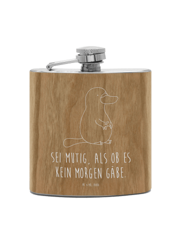 Mr. & Mrs. Panda Flachmann Edelstahl Schnabeltier Mut mit Spruch in Braun