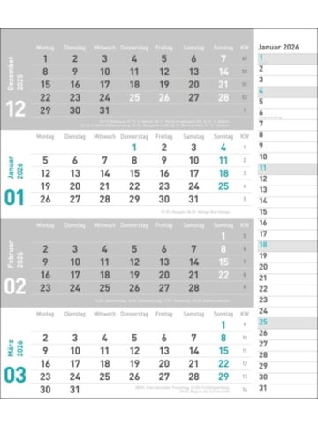 Heye Kalender Kalender - times&more 4-Monatsplaner, türkis 2026
