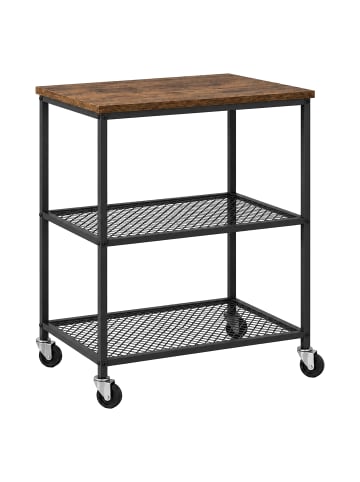 relaxdays Küchenwagen in Schwarz/ Braun- (B)60 x (H)77,5 x (T)40 cm