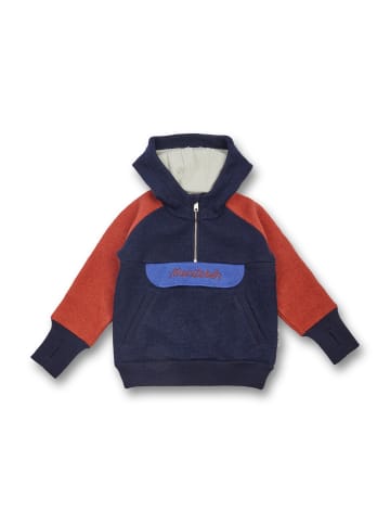 MANITOBER Wollwalk Hoody in Blue/Rust