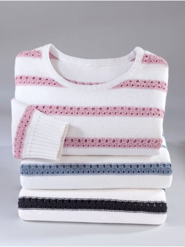 Sieh an! Rundhals-Pullover in rosé-ecru-gestreift