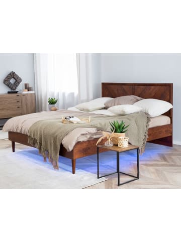 Beliani Doppelbett mit LED MIALET in Braun - (W) 187 x (H) 106 x (L) 209 cm