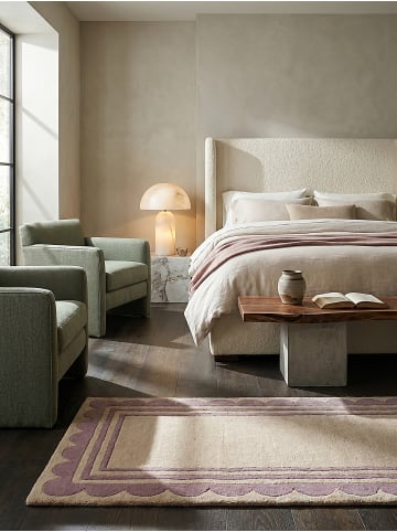 KADIMA DESIGN Teppich Wolle Handgetuftet WENSUM Grafisches Muster Wohnzimmer in Lila-Beige