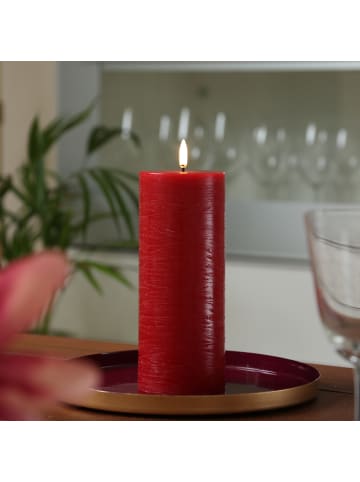 Uyuni Uyuni LED Kerze PIA Rustik-Optik Echtwachs Timer H: 20cm in rot