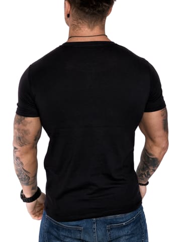 Amaci&Sons Basic T-Shirt mit Rundhalsausschnitt LANCASTER in Schwarz