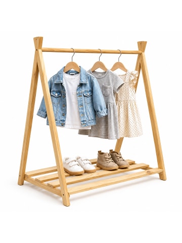 relaxdays Kinderkleiderständer in Natur - (B)112 x (H)111,5 x (T)48 cm