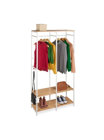 relaxdays Garderobe in Weiß/ Natur - (B)94,5 x (H)180 x (T)40 cm