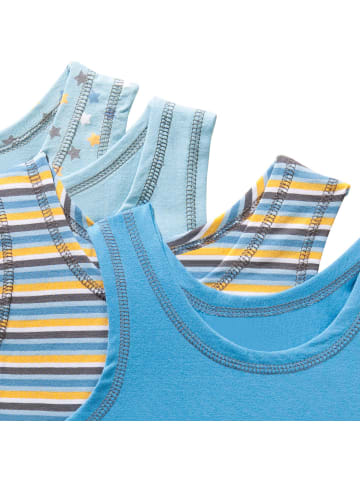 Erwin Müller Baumwolle, Single-Jersey Jungen-Unterhemd 4er-Pack in blau/gelb
