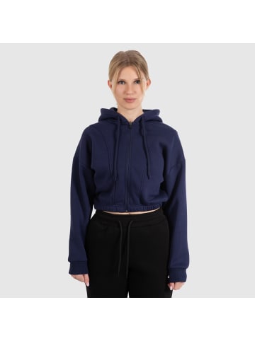 SMILODOX Crop Zip Hoodie Elma in Marineblau