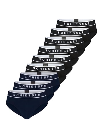 Schiesser Rio Slip / Unterhose 95/5 Organic Cotton in Schwarz / blau