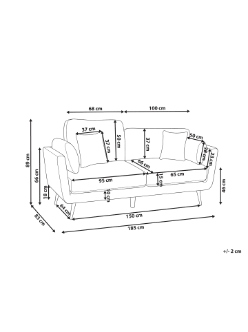 Beliani 5-tlg 3-Sitzer Sofa BOLGA in Rosa/Weiß