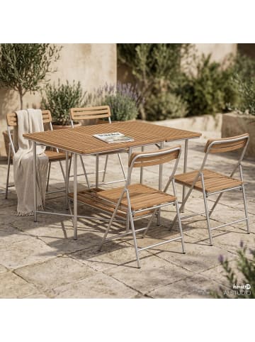 home24 Klappbarer Gartenstuhl Softline 2er-Set in Silber / Braun
