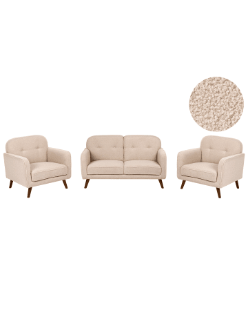 Beliani 3-tlg Sitzgruppe ETTRUM in Beige/Braun