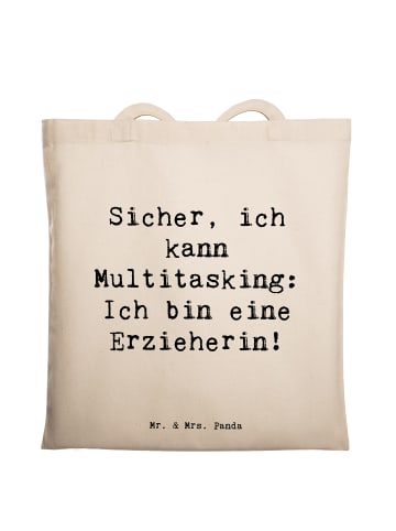 Mr. & Mrs. Panda Tragetasche Spruch Erzieherin Multitasking mit ... in Creme