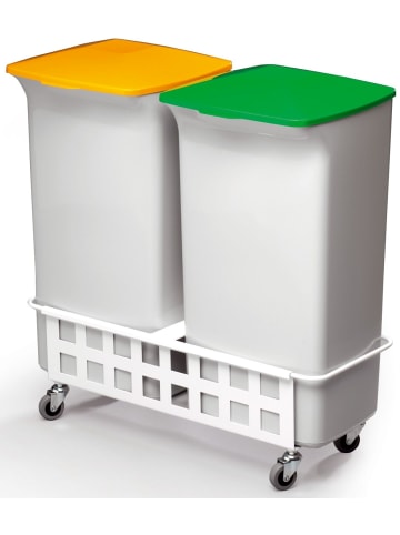 Durable Abfalleimer Durabin Square Set 40 mit Fahrwagen grau/grün, gelb