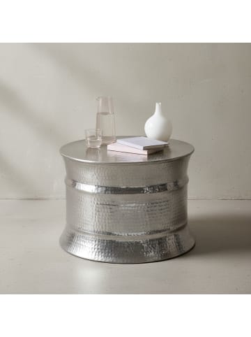 KADIMA DESIGN Couchtisch Rund | Oriental Style, Hammerschlag, Handgefertigt in Silber