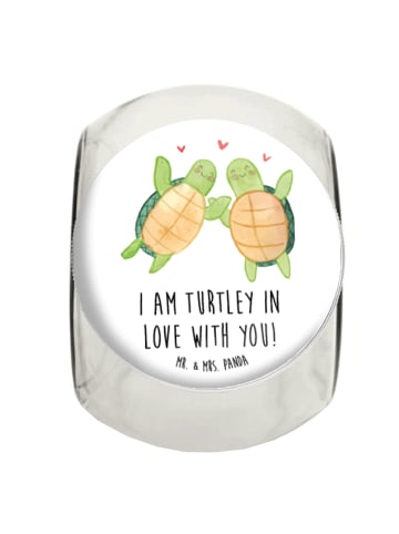 Mr. & Mrs. Panda Bonbonglas Schildkröten Paar mit Spruch in Weiß