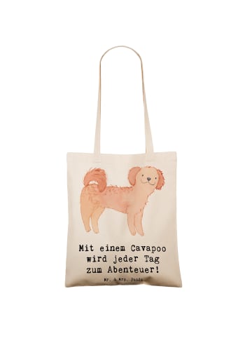 Mr. & Mrs. Panda Tote Bag Cavapoo Abenteuer mit Spruch in Creme