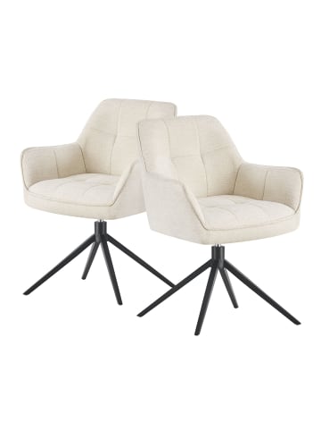 DUBI Möbel 2er-Set: Drehstuhl THOMAS-MIRA in Cremeweiß - (B)61 x (H)82 x  (T)62 cm