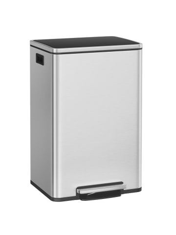 SONGMICS Mülleimer Pary in Silbern - (B)37.2 x (H)64.7 x (T)41.6 cm - 50 L