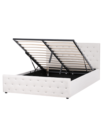 Beliani Doppelbett AMIENS in Beige - (W) 171 x (H) 109 x (L) 217 cm