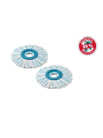 Leifheit 2er Set Ersatzkopf CLEAN TWIST Disc Mop micro duo weiß türkis 32,0x32,0x4,0cm