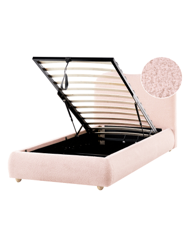 Beliani Einzelbett BLAGNAC in Rosa/Braun - (W) 110 x (H) 98 x (L) 227 cm