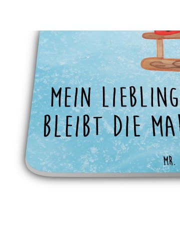 Mr. & Mrs. Panda Gläseruntersetzer Smörle Rodeln mit Spruch in Eisblau