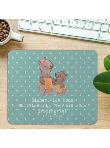 Mr. & Mrs. Panda Mauspad Erzieherin Multitasking mit Spruch in Meeresbrise
