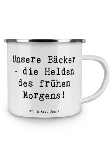 Mr. & Mrs. Panda Trinkbecher Spruch Bäcker Helden mit Spruch in Weiß