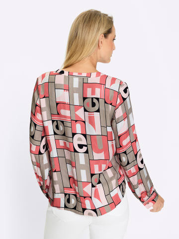 Heine Druck-Bluse in sesam-koralle-bedruckt