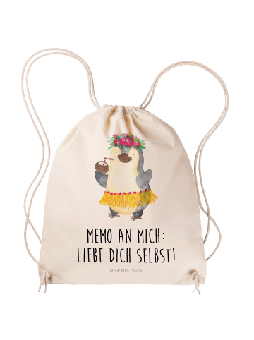 Mr. & Mrs. Panda Sportbeutel Pinguin Kokosnuss mit Spruch in Creme