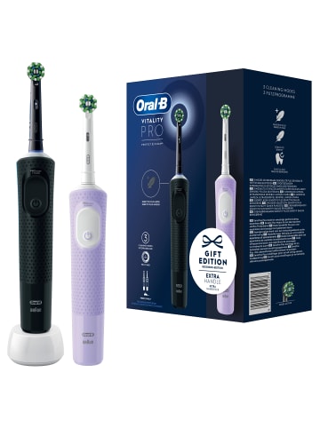 Oral-B Elektrische Zahnbürste "Vitality Pro + 2. Handstück" in Black/Lilac Mist