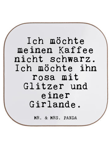 Mr. & Mrs. Panda Glas-Untersetzer Ich möchte meinen Kaffee... mi... in Weiß