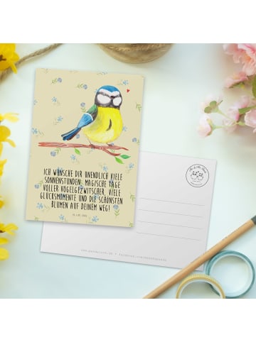 Mr. & Mrs. Panda Grußkarte Vogel Blaumeise mit Spruch in Blumig