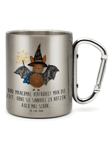 Mr. & Mrs. Panda Becher Fledermaus Zauberer mit Spruch in Silber