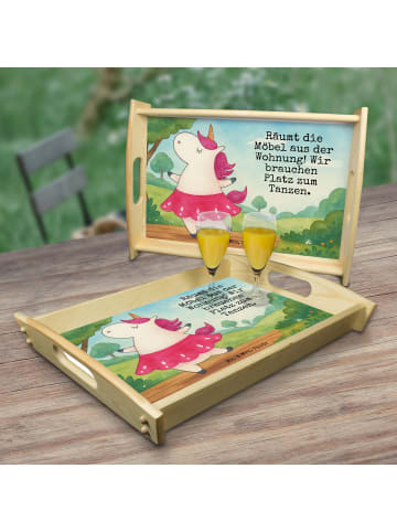 Mr. & Mrs. Panda Servierplatte Holz Einhorn Ballerina Design mit... in Weiß