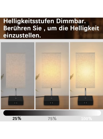 ZMH 2er-Set Tischleuchte in schwarz 1-flammige E27 rechteckig Touch Dimmbar