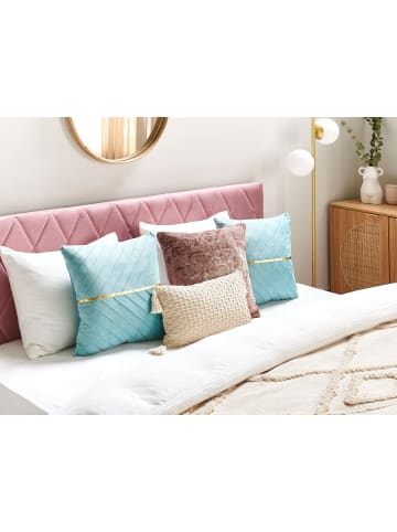 Beliani 2er-Set Dekokissen CONEFLOWER in Blau/Gold