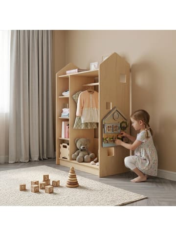 BusyKids Kinderkleiderschrank in Natur 115 x 92 x 41 cm