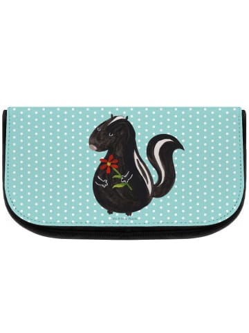 Mr. & Mrs. Panda Kosmetiktasche Stinktier Blume ohne Spruch in Türkis Pastell