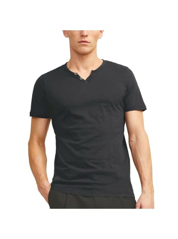 Jack and Jones 1er Pack JJESPLIT Neck Tee SS in Schwarz